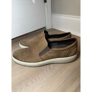 ECCO Mens Slip On Shoes Brown Leather Perforated Comfort Size 46 EU/ US 13